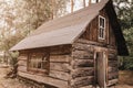 Abandoned old wooden house Cabin in the woods Royalty Free Stock Photo