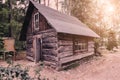 Abandoned old wooden house Cabin in the woods Royalty Free Stock Photo