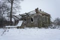 Abandoned, old, wooden house in the village. Royalty Free Stock Photo