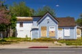 Abandoned One Level Home With Boarded Up Windows Royalty Free Stock Photo