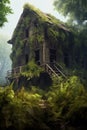 abandoned, overgrown house with a mysterious aura Royalty Free Stock Photo