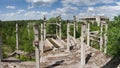 Abandoned overgrown industrial ruins Royalty Free Stock Photo