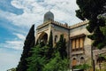 Abandoned and overgrown mansion in oriental style. Concept of Tale 1001 Arabian Nights. Villa Dream, Crimea