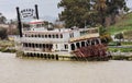 Abandoned paddle wheel river boat on shore of San Francisco bay Royalty Free Stock Photo