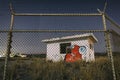 Abandoned parabolic antenna in military base Royalty Free Stock Photo