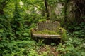 abandoned park bench surrounded by weeds Royalty Free Stock Photo