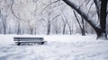 Abandoned park bench in winter silence. Royalty Free Stock Photo