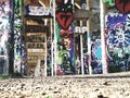 Abandoned pier of graffiti