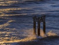 Abandoned Pier Pillar near Davenport at sunset, California, at Sunset