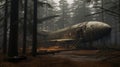 Abandoned Plane In The Woods: A Captivating Blend Of Spatial Concept Art And Cabincore