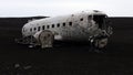 Abandoned plane wreck DC3, Solheimasandur beach, Iceland Royalty Free Stock Photo