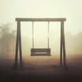 Abandoned playtime Loneliness captured in an empty chain swing scene