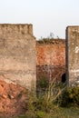 Old abandoned possessed house wall in the rural area