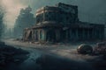 Abandoned post-apocalyptic city after marauding