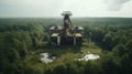 Abandoned power plant forest drone view Royalty Free Stock Photo