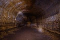 Abandoned prospecting adit. Tunnel at limestone at abandoned mine