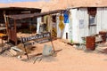Abandoned pub and retro signboards in the mining desert, Australia Royalty Free Stock Photo