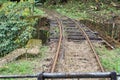 Abandoned rail bridge used by a homemade `ghost train` that run on abandoned railroad tracks