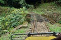 Abandoned rail bridge used by a homemade `ghost train` that run on abandoned railroad tracks