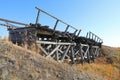 Abandoned railway bridge on a Sunny autumn day in the North of S