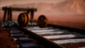 Abandoned railway tracks in the desert Royalty Free Stock Photo