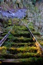 Abandoned railway tracks Jianqing Huaigu Trai at Taipingshan National Forest Recreation Area in Yilan, Royalty Free Stock Photo