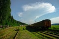 Old railway carriages on abandoned railway Royalty Free Stock Photo