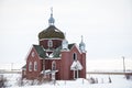 An abandoned red brick Catholic Church Royalty Free Stock Photo