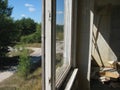 Abandoned residential buildings in village of Orbita near the Ch