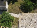 Abandoned residential buildings in village of Orbita near the Ch