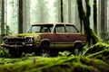 abandoned retro car in a forest Royalty Free Stock Photo
