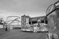 Abandoned Rides on Brighton Pier black white