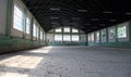 Abandoned riding hall without horses and horsemen