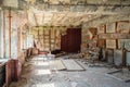 Abandoned Room at Duga Radar Control Center Interior - Chernobyl Exclusion Zone, Ukraine Royalty Free Stock Photo