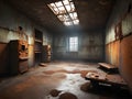 abandoned room with old doors, windows and walls Royalty Free Stock Photo