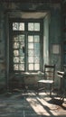 Abandoned room with a vintage window and peeling walls Royalty Free Stock Photo