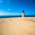 Abandoned Rubjerg Knude Lighthouse and sand dunes, Denmark