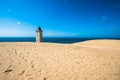 Abandoned Rubjerg Knude Lighthouse and sand dunes, North Sea coast, Denmark Royalty Free Stock Photo