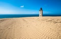 Abandoned Rubjerg Knude Lighthouse and sand dunes, North Sea coast, Denmark Royalty Free Stock Photo