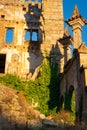 Abandoned ruin building of Termas Radium Hotel Serra da Pena in Sortelha, Portugal