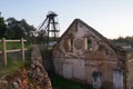 Abandoned ruin mine buildings red landscape in Mina de Sao Domingos, Portugal