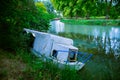 Abandoned ruined boat .