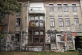 Abandoned ruined buildings with graffiti