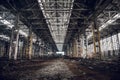 Abandoned ruined industrial factory building, ruins and demolition Royalty Free Stock Photo