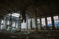 Abandoned ruined industrial factory building, ruins and demolition concept Royalty Free Stock Photo