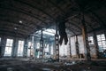 Abandoned ruined industrial factory building, ruins and demolition concept Royalty Free Stock Photo