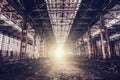 Abandoned ruined industrial factory building, ruins and demolition concept Royalty Free Stock Photo