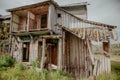 Abandoned ruined old house, Teriberka, Murmansk region Royalty Free Stock Photo