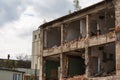 Abandoned ruined residential building