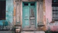 Abandoned rustic building feature with weathered wood and broken window generated by AI